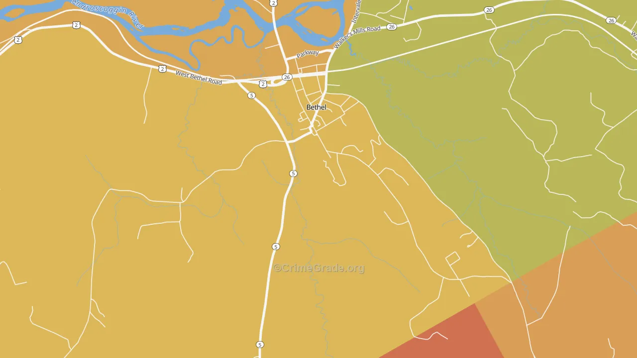 Mayville, ME Map of Robbery Rates