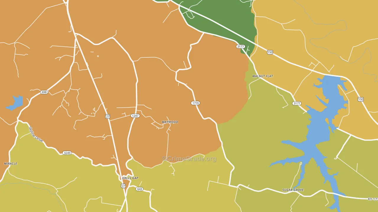 Maywood, KY Map of Robbery Rates