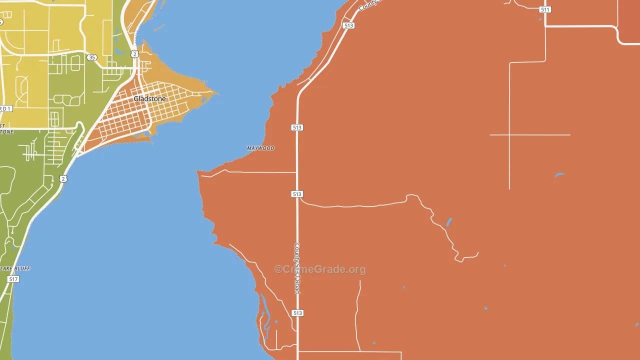 Maywood, MI Map of Robbery Rates