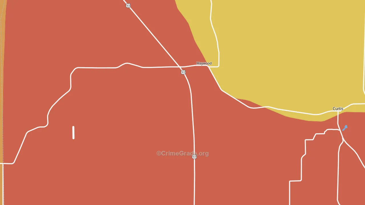 Maywood, NE Map of Robbery Rates