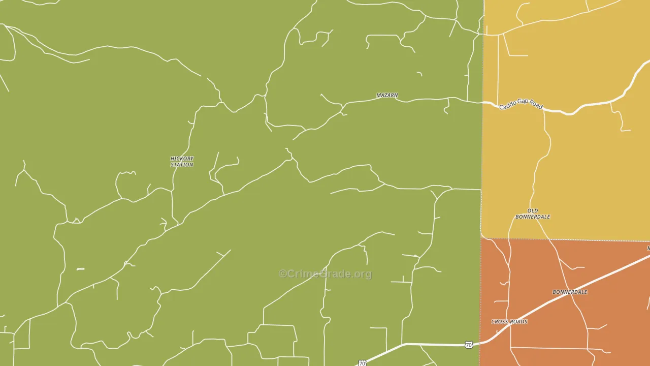 Mazarn, AR Map of Robbery Rates
