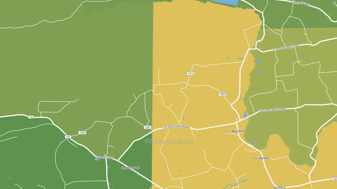 Mazeppa, PA Map of Robbery Rates