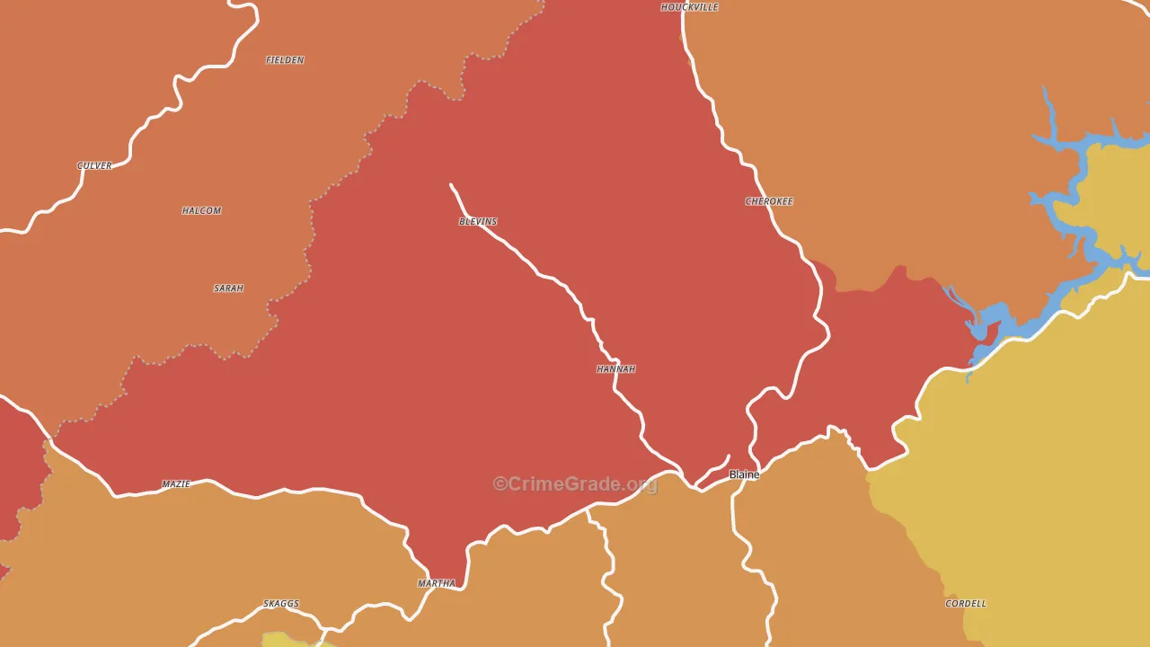 Mazie, KY Map of Robbery Rates