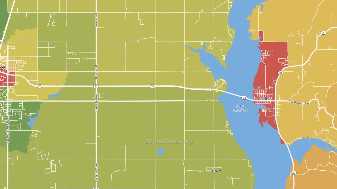 Mazie, OK Map of Robbery Rates