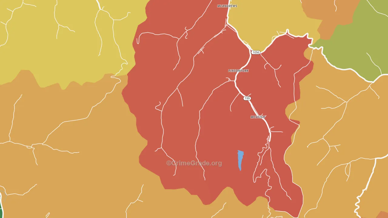 Mc Andrews, KY Map of Robbery Rates
