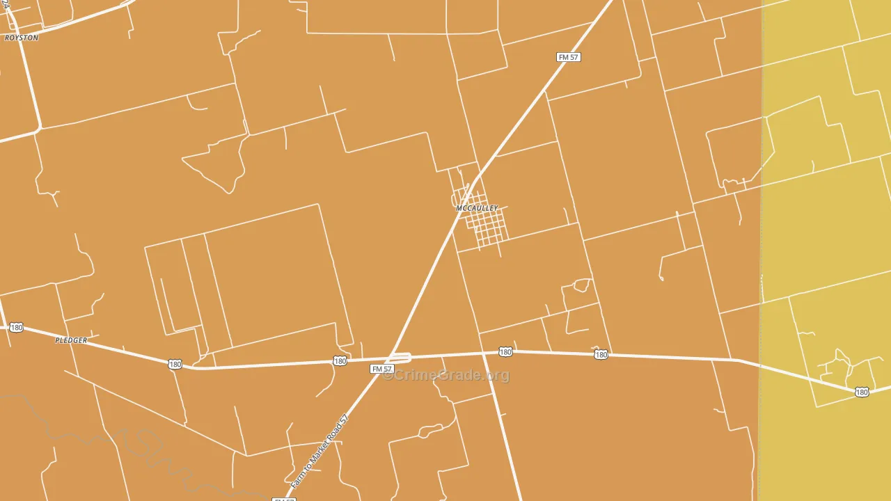 Mc Caulley, TX Map of Robbery Rates