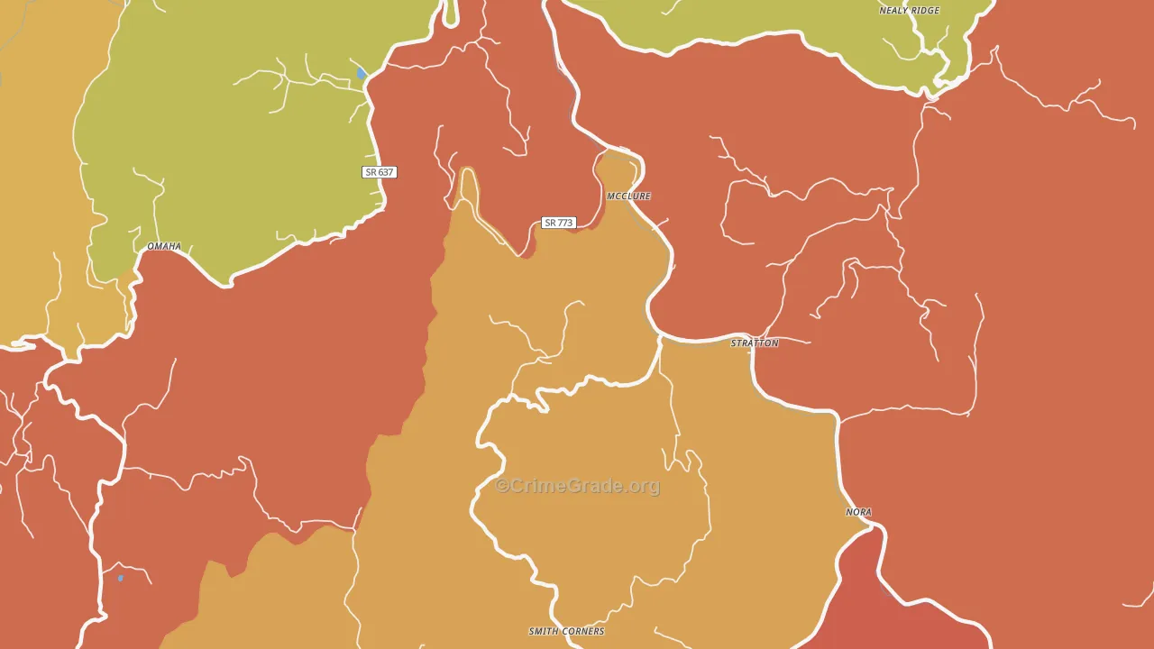 Mc Clure, VA Map of Robbery Rates