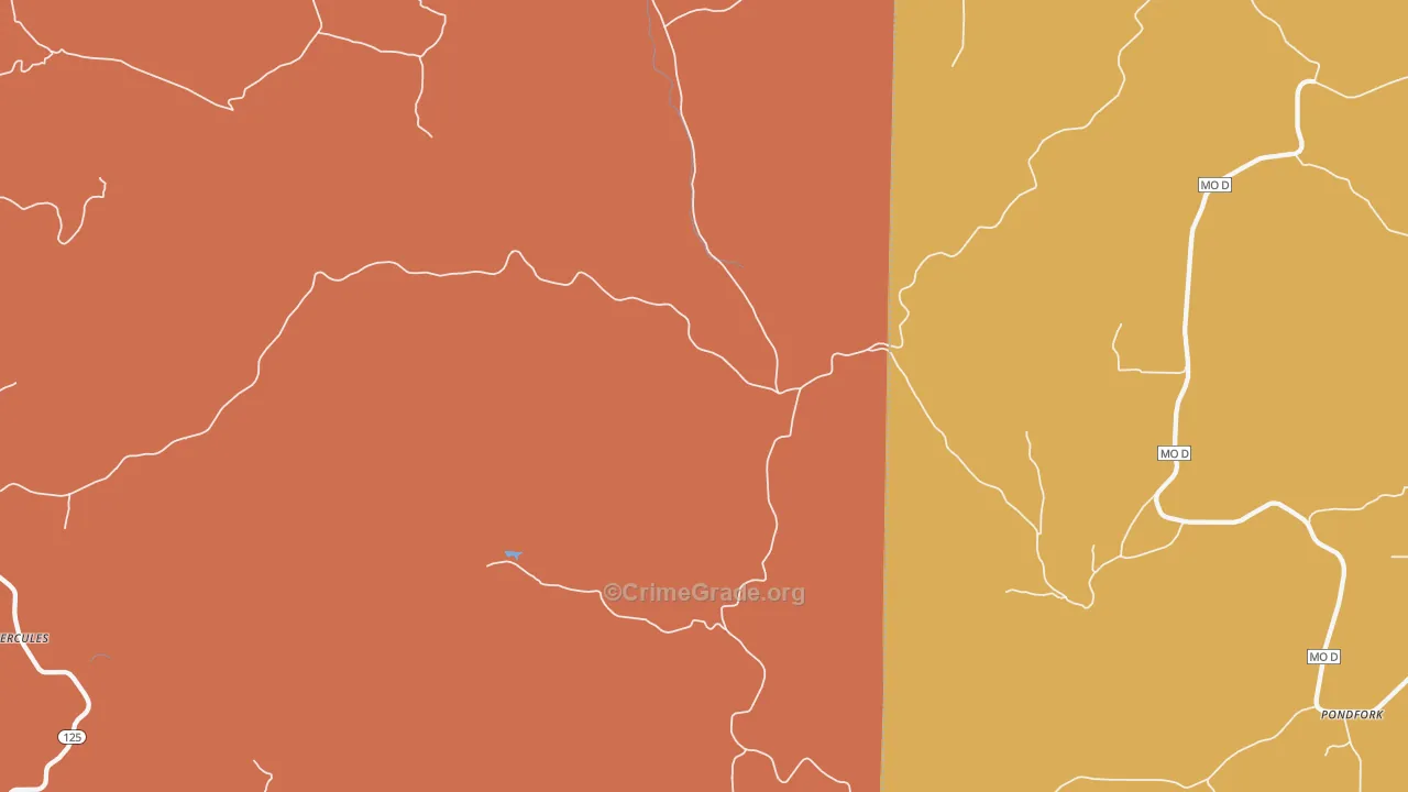 Mc Clurg, MO Map of Robbery Rates