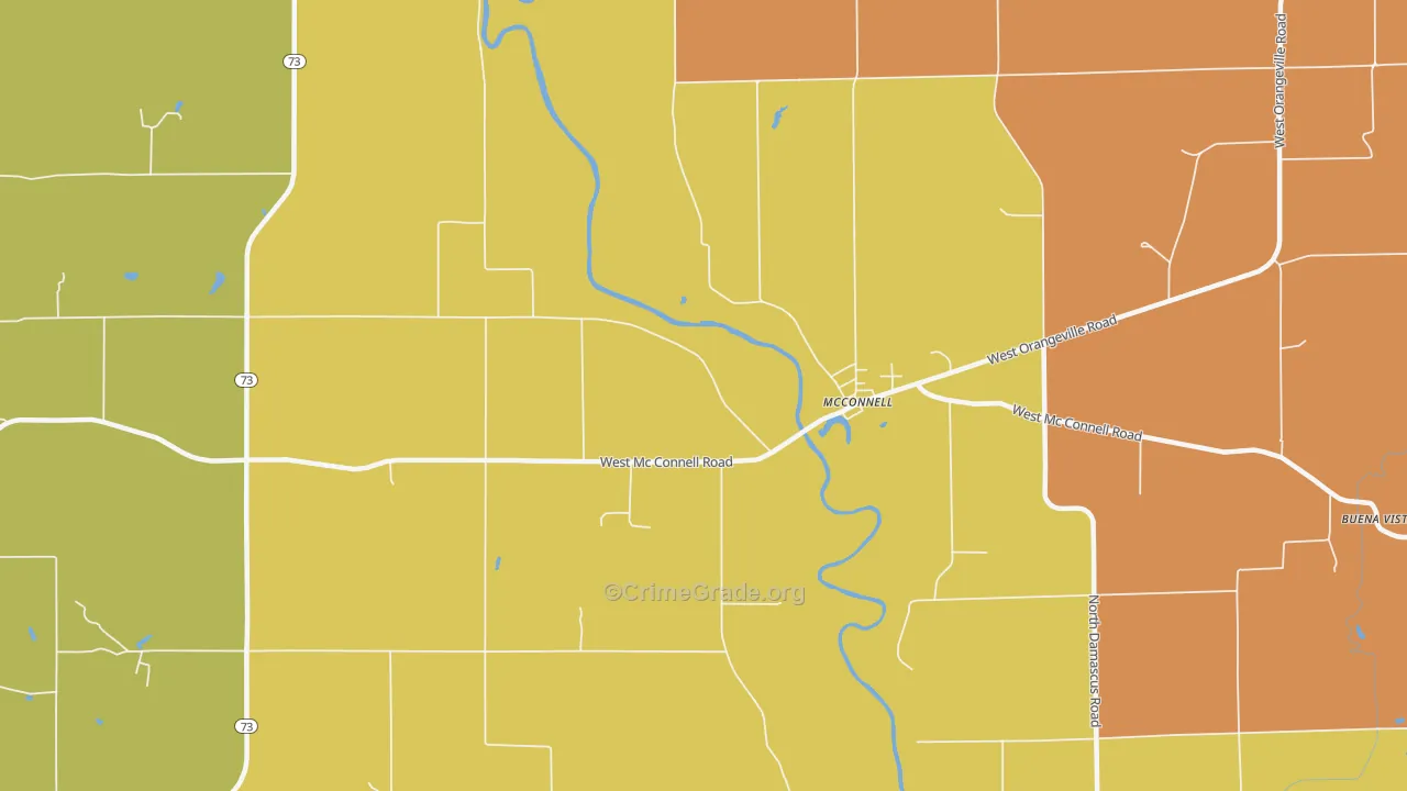 Mc Connell, IL Map of Robbery Rates