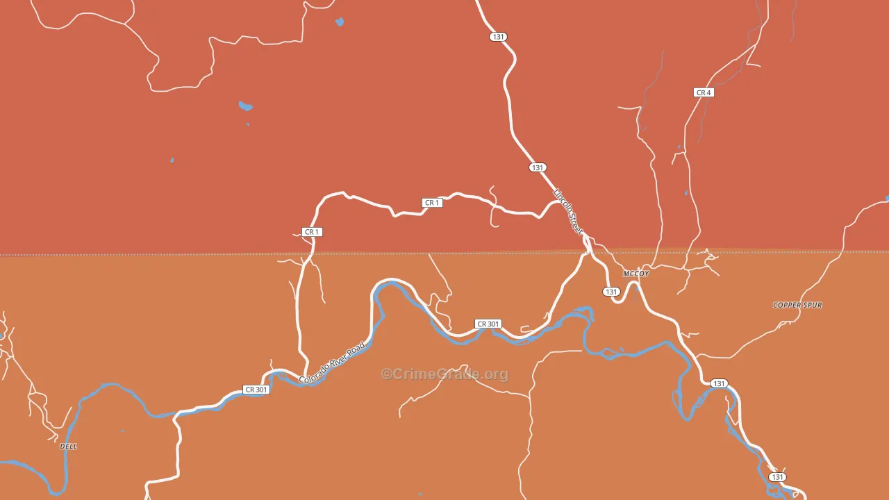 Mc Coy, CO Map of Robbery Rates