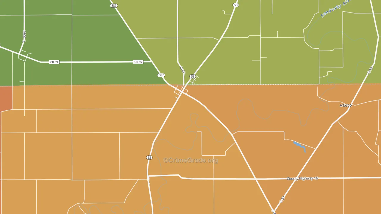 Mc Cutchenville, OH Map of Robbery Rates