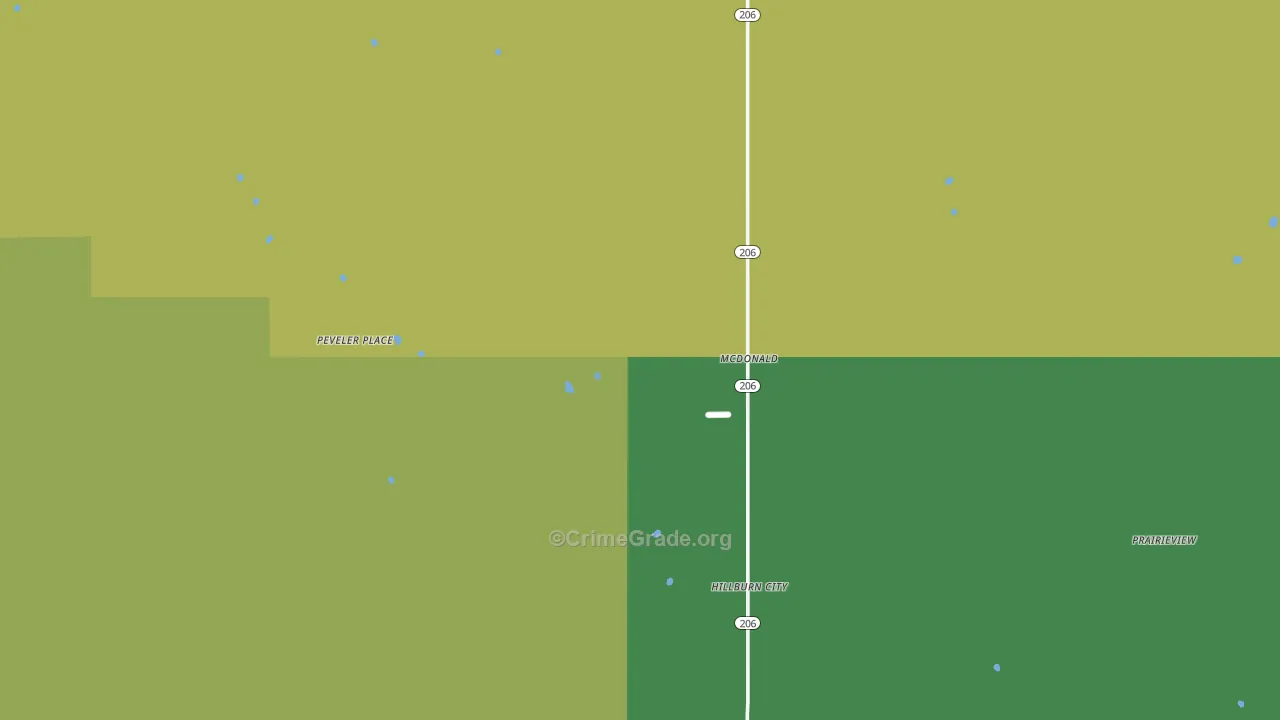 Mc Donald, NM Map of Robbery Rates