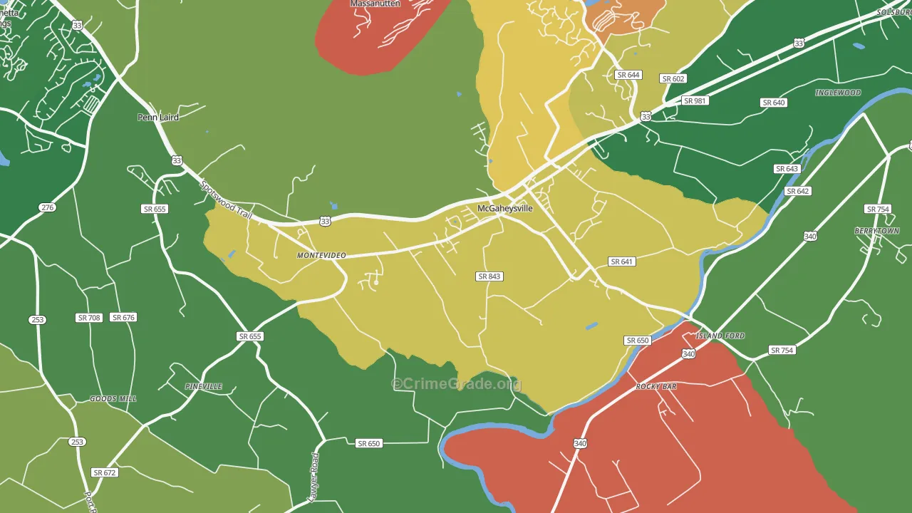 Mc Gaheysville, VA Map of Robbery Rates