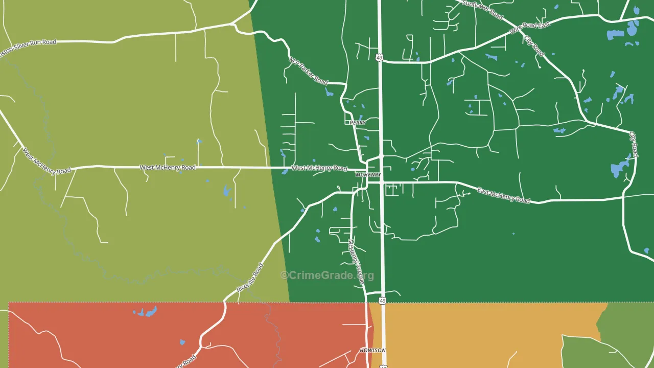 Mc Henry, MS Map of Robbery Rates