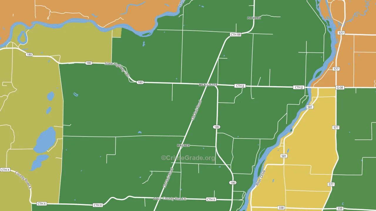 McAllister, WI Map of Robbery Rates
