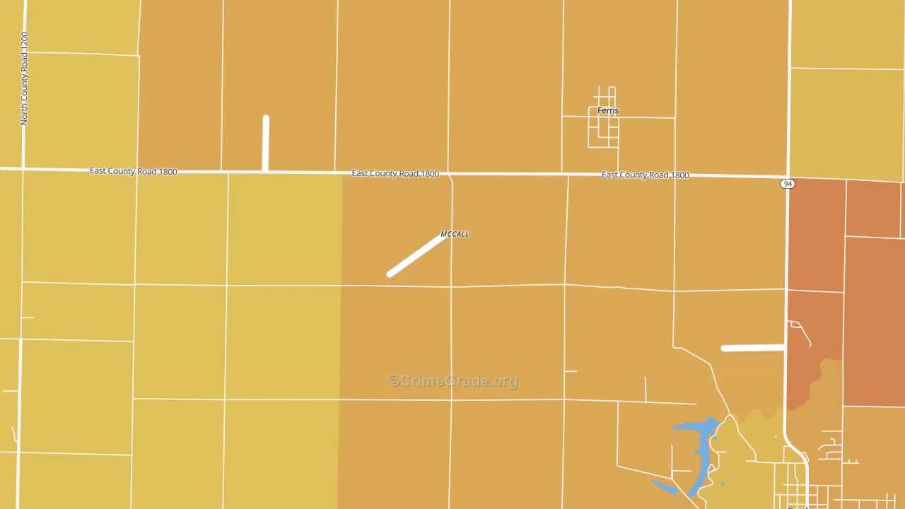 McCall, IL Map of Robbery Rates