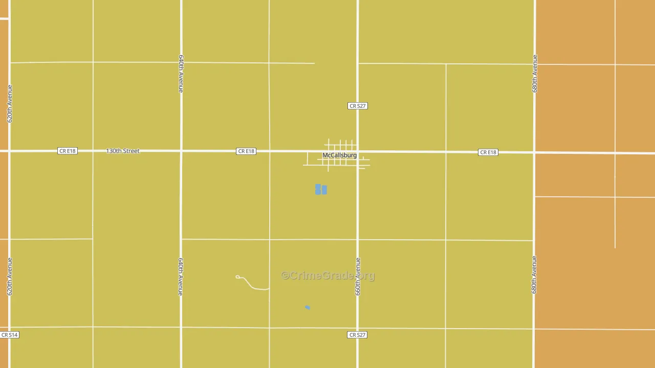 McCallsburg, IA Map of Robbery Rates