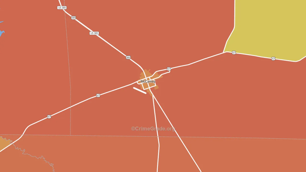 McCamey, TX Map of Robbery Rates