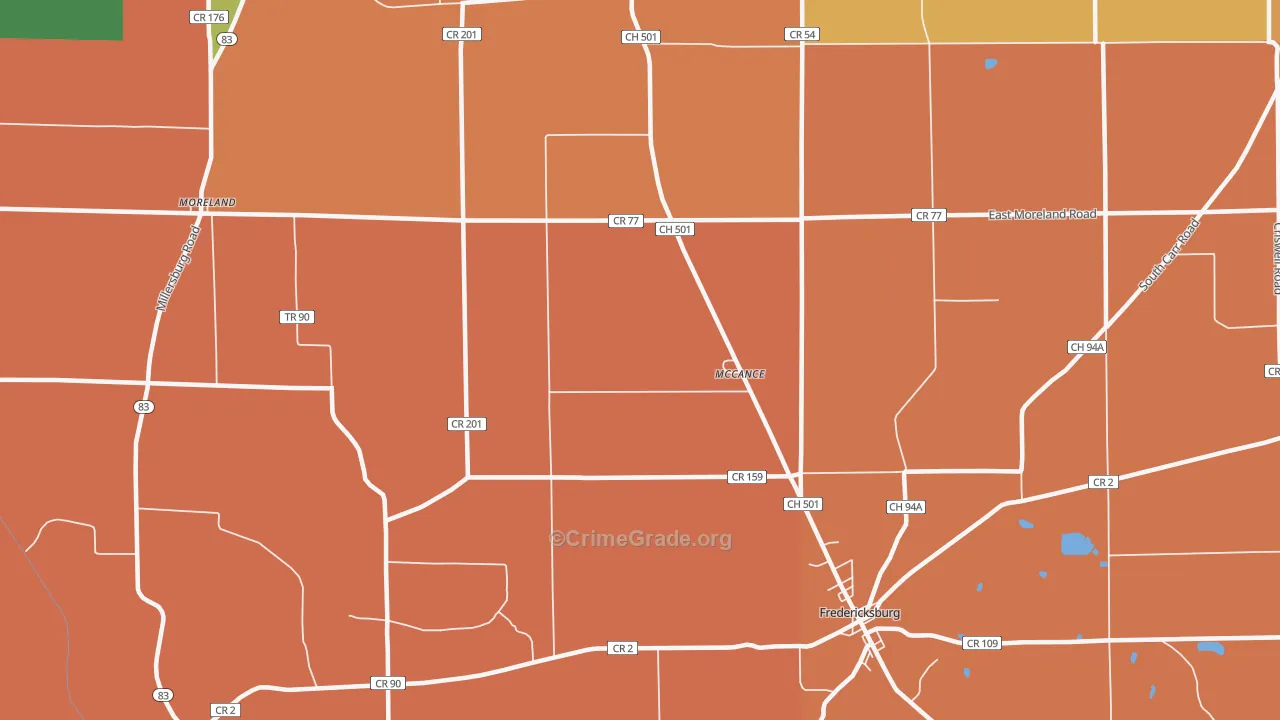McCance, OH Map of Robbery Rates