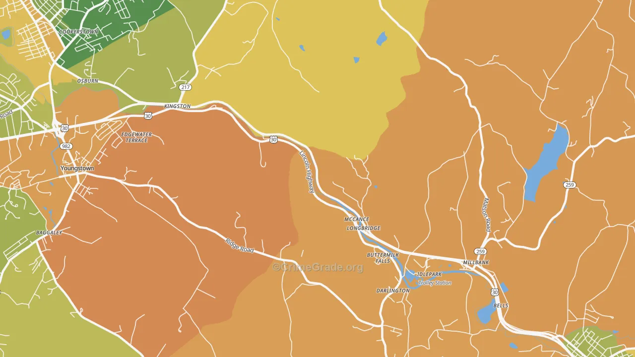 McCance, PA Map of Robbery Rates