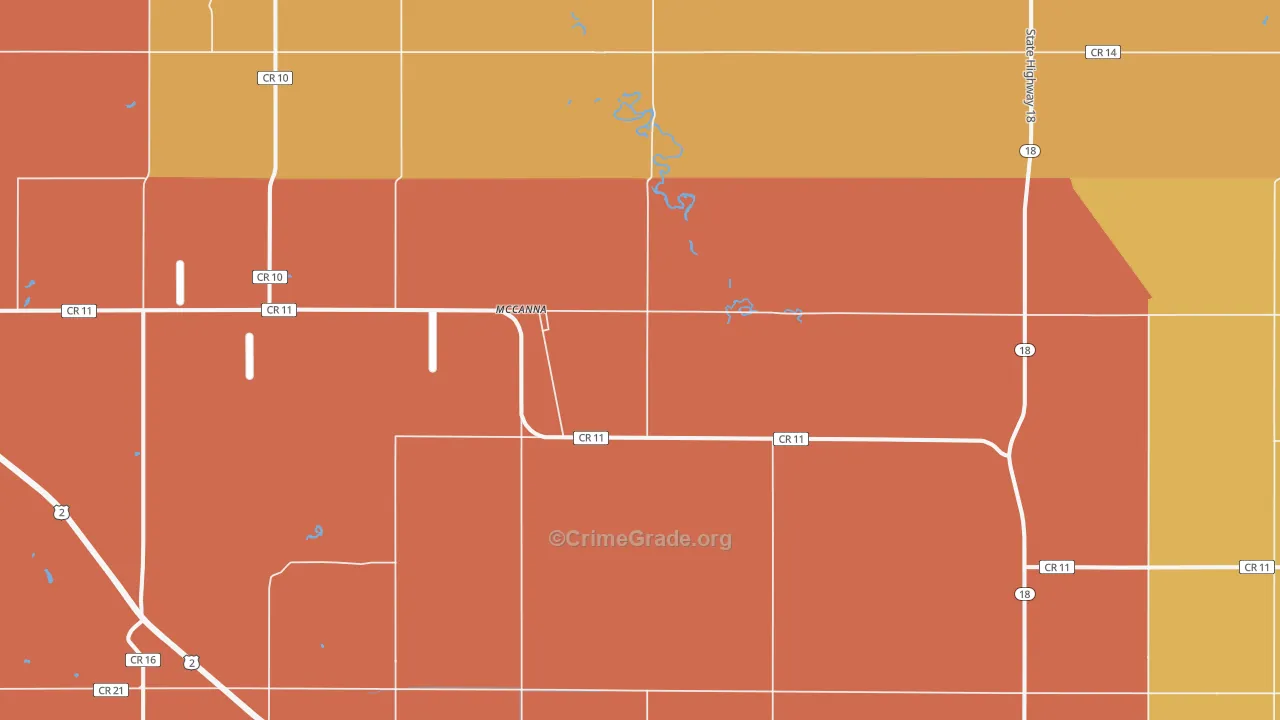 McCanna, ND Map of Robbery Rates