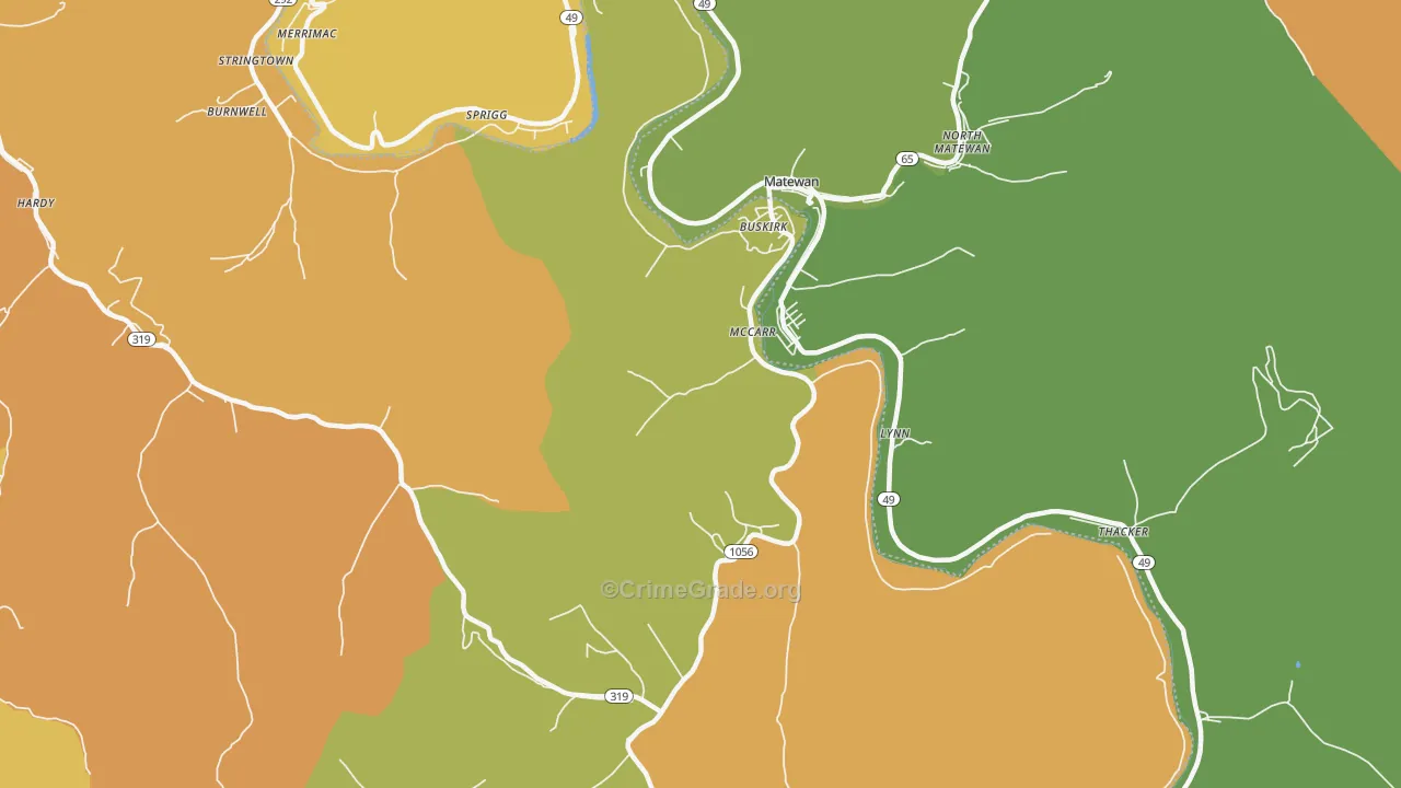 McCarr, KY Map of Robbery Rates