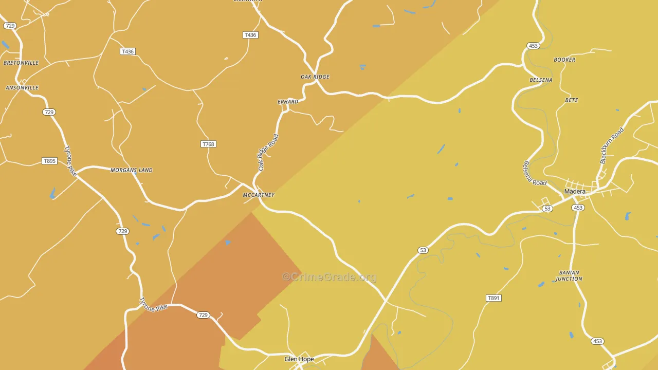 McCartney, PA Map of Robbery Rates