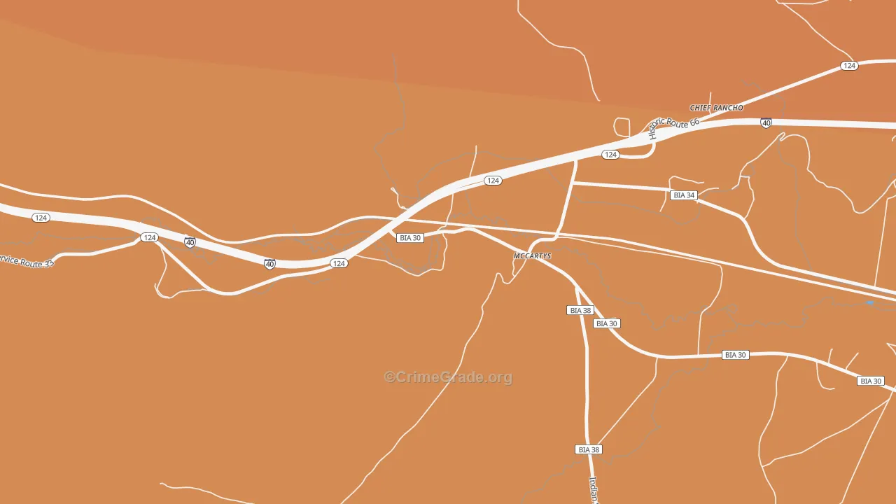 McCartys Village, NM Map of Robbery Rates