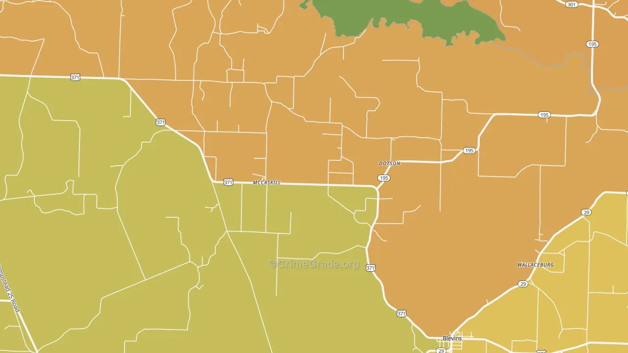 McCaskill, AR Map of Robbery Rates