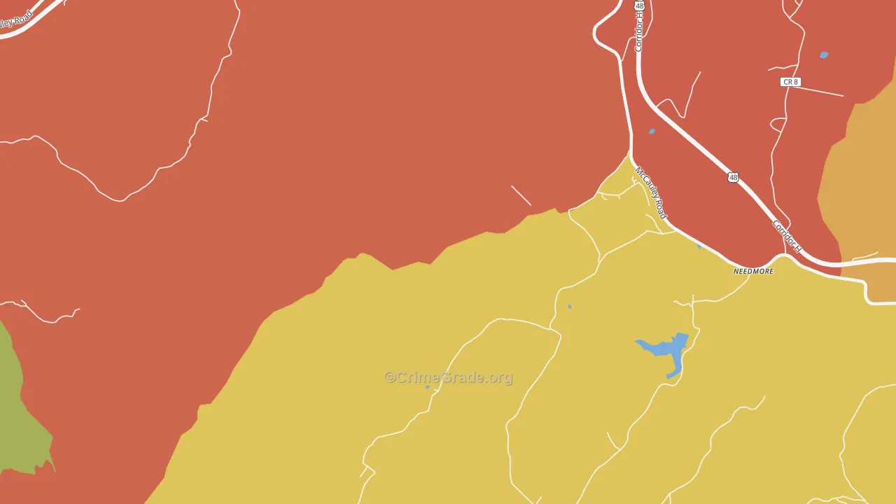McCauley, WV Map of Robbery Rates