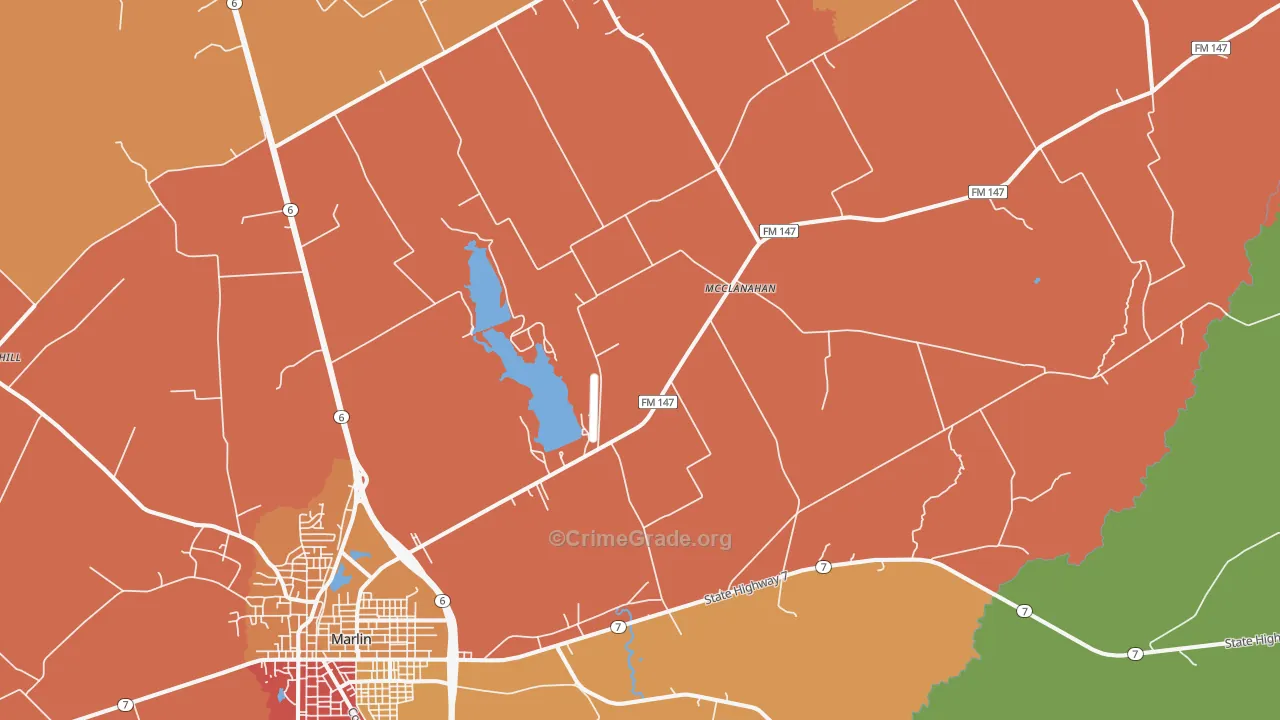 McClanahan, TX Map of Robbery Rates