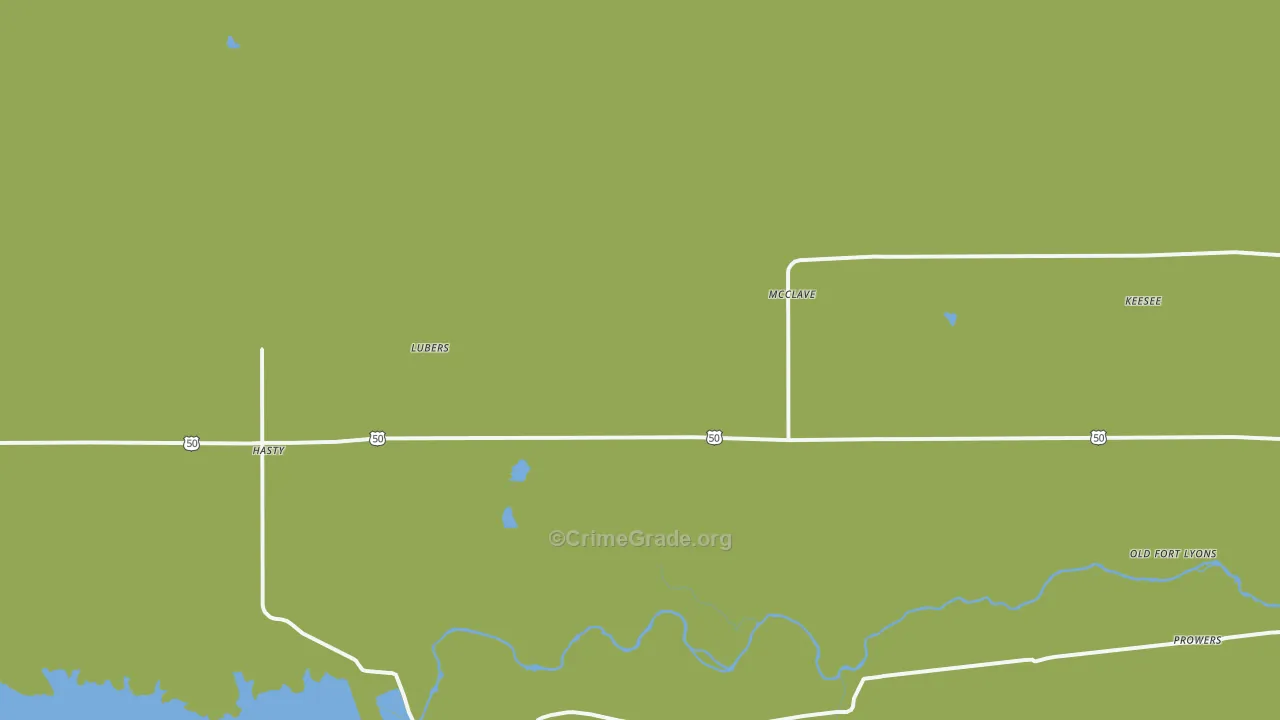 McClave, CO Map of Robbery Rates