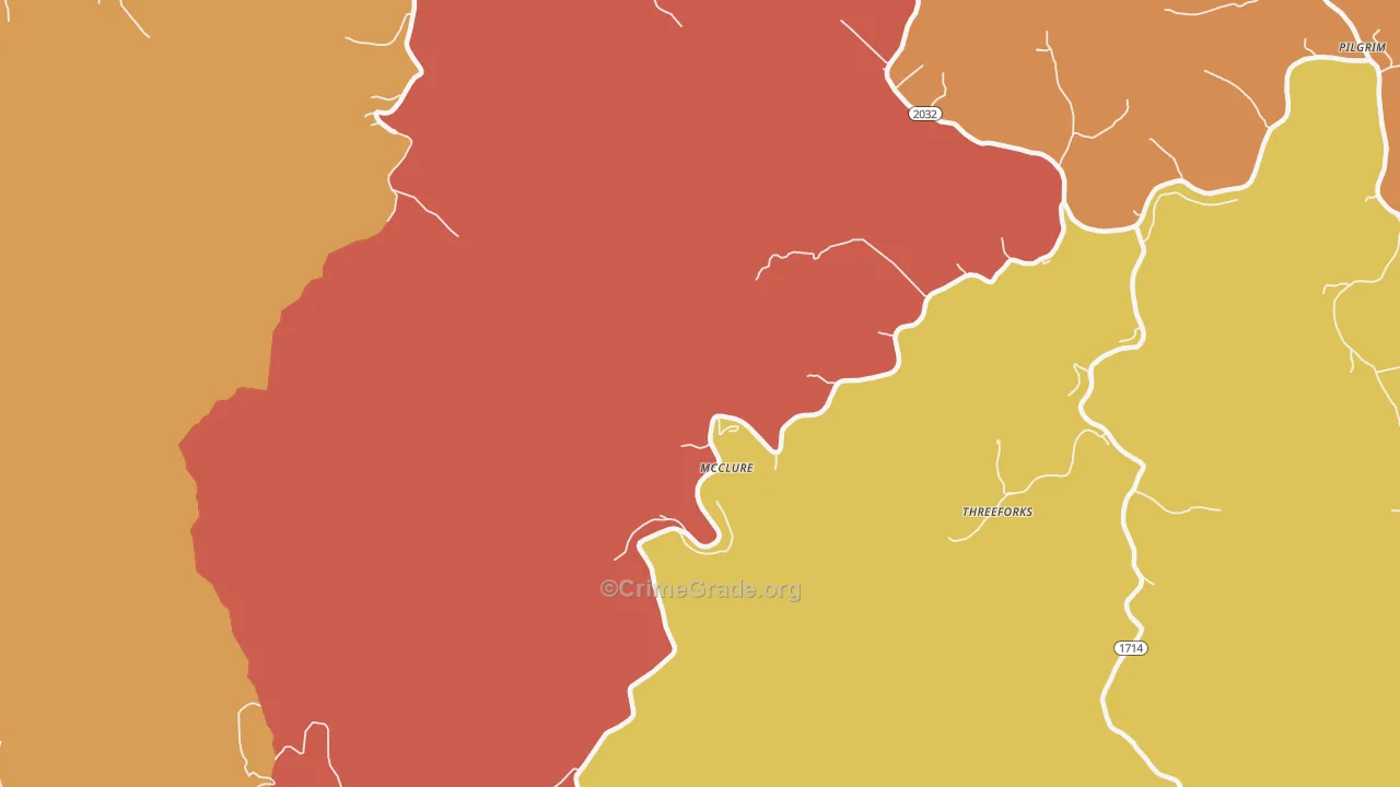 McClure, KY Map of Robbery Rates