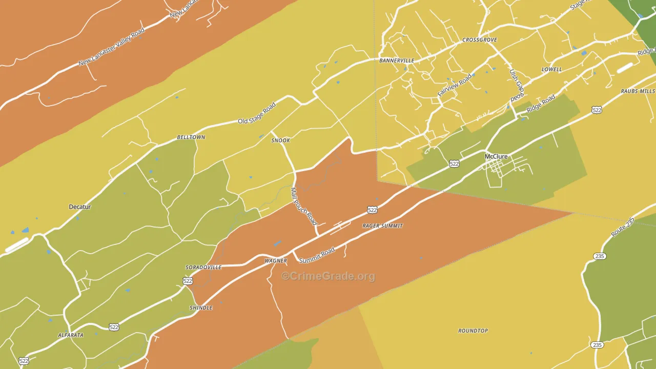 McClure, PA Map of Robbery Rates