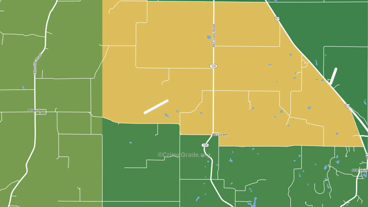 McClusky, IL Map of Robbery Rates