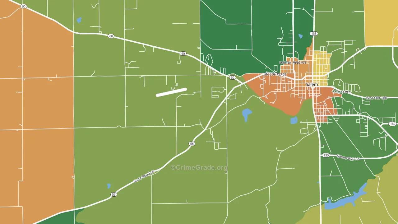 McCol Place, IN Map of Robbery Rates