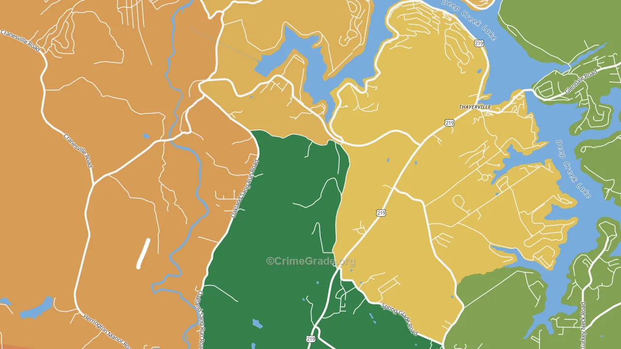 McComas Beach, MD Map of Robbery Rates
