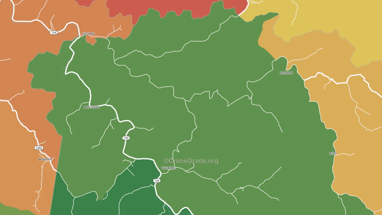 McCombs, KY Map of Robbery Rates