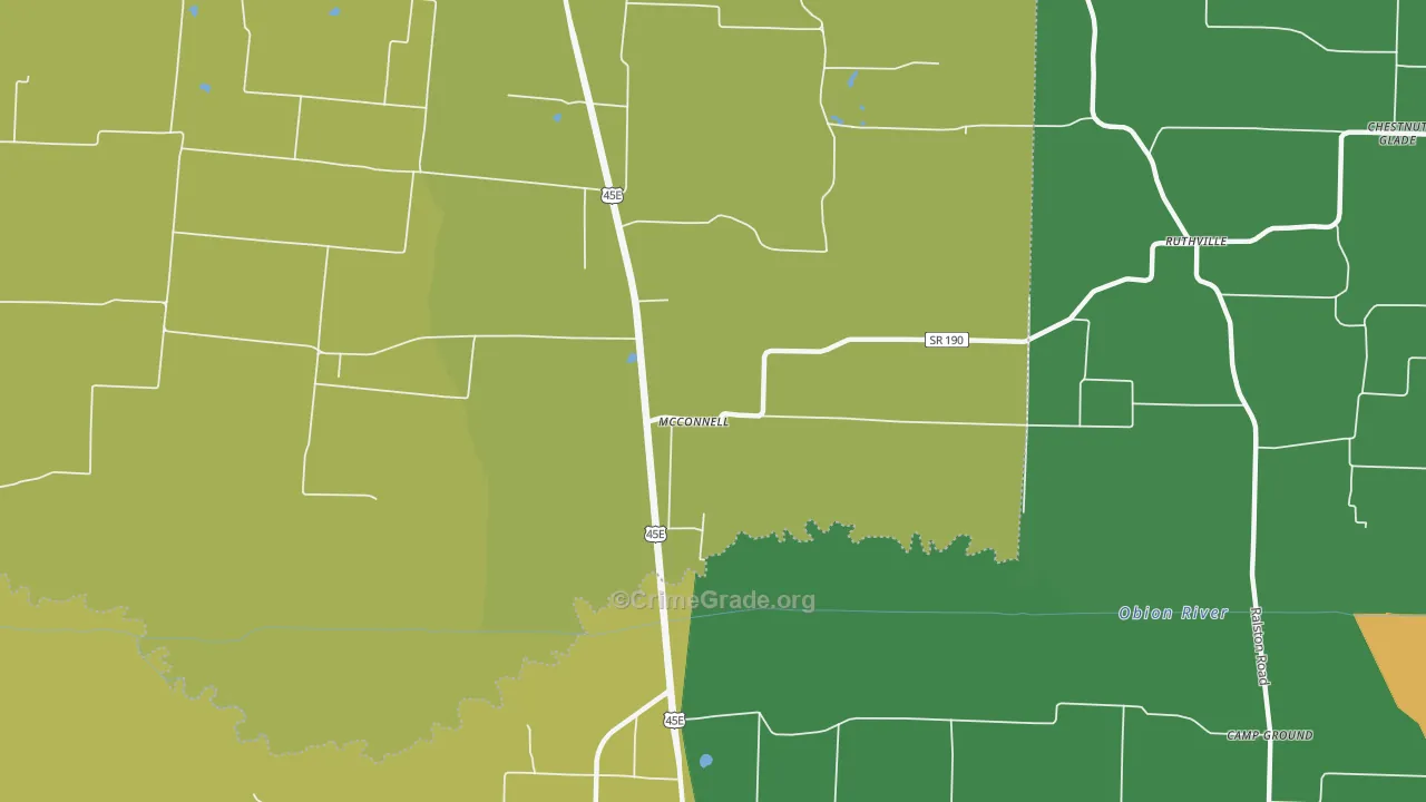 McConnell, TN Map of Robbery Rates