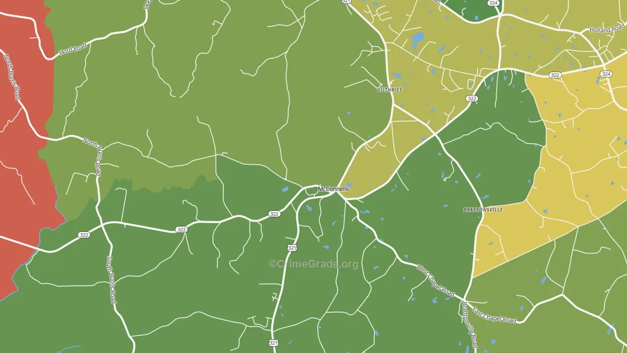 McConnells, SC Map of Robbery Rates