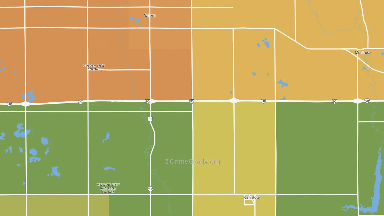 McCook County, SD Map of Robbery Rates