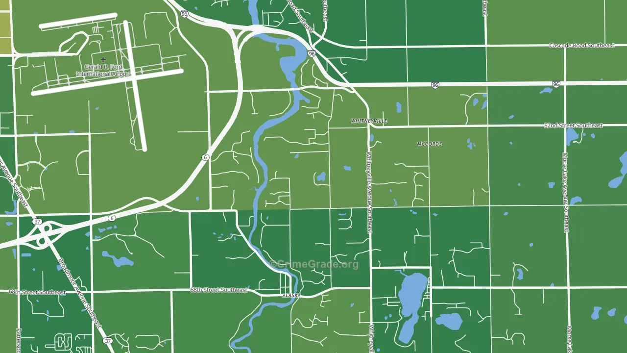 McCords, MI Map of Robbery Rates