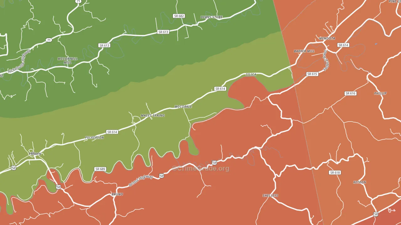 McCorkle, VA Map of Robbery Rates