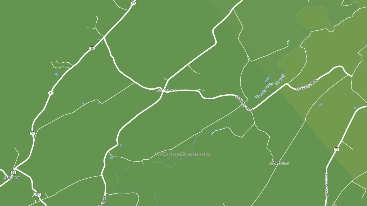 McCoysville, PA Map of Robbery Rates