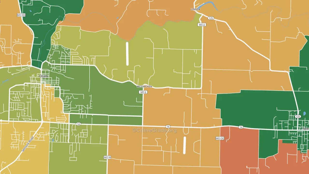 McCracken, MO Map of Robbery Rates