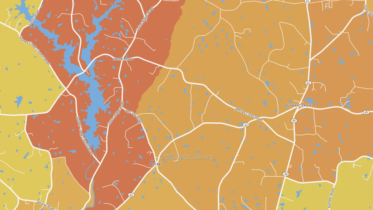 McCray, NC Map of Robbery Rates