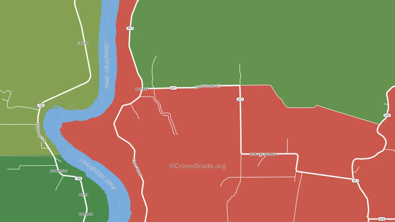 McCrea, LA Map of Robbery Rates