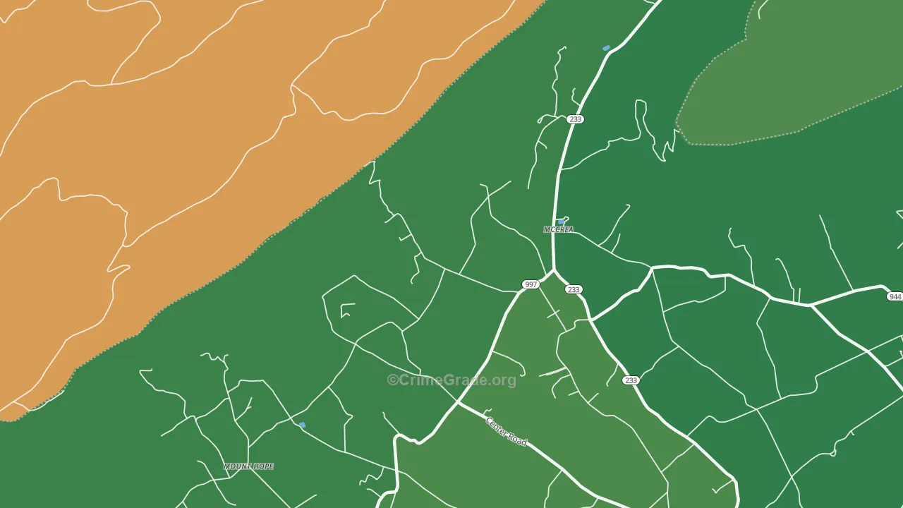 McCrea, PA Map of Robbery Rates