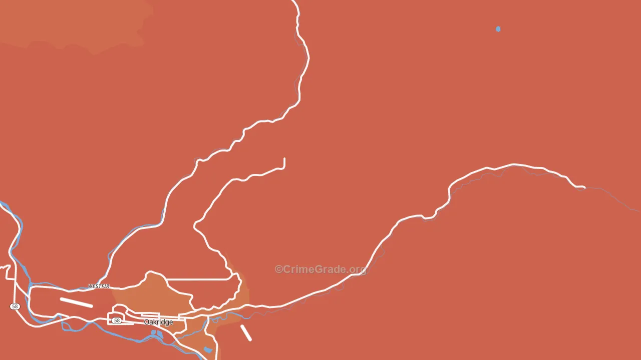 McCredie Springs, OR Map of Robbery Rates