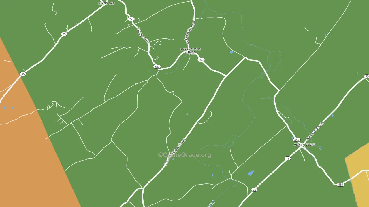 McCullochs Mills, PA Map of Robbery Rates
